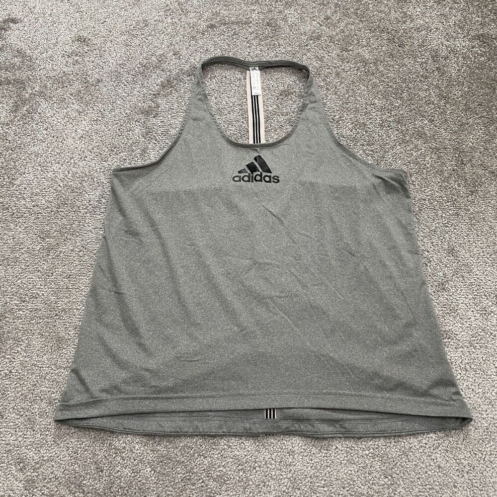 Adidas Active Tank Top Womens Large Gray Halter Racerback Athletic Gym Yoga Run